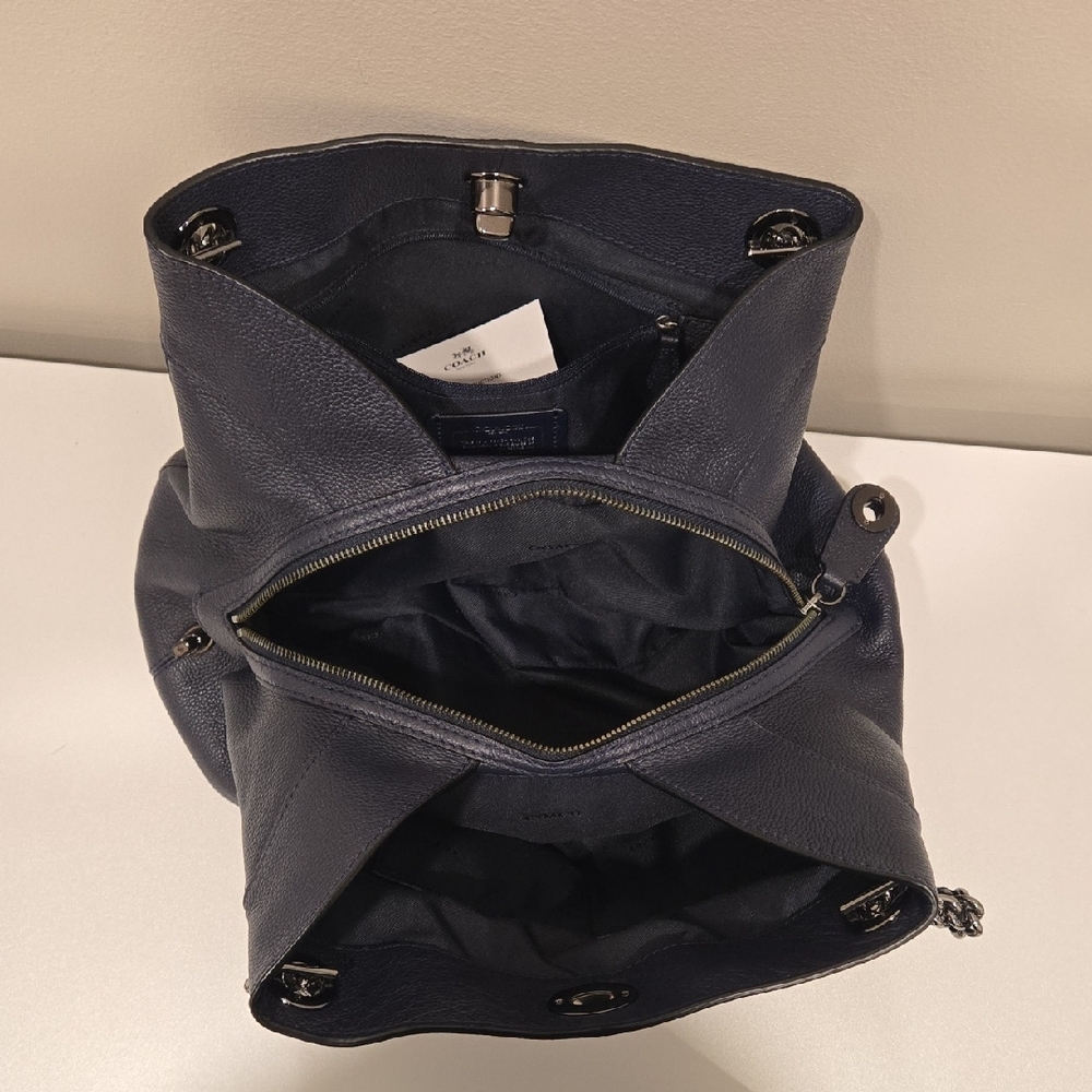 Coach Midnight Blue Leather Shoulder Bag - Picture 9 of 16